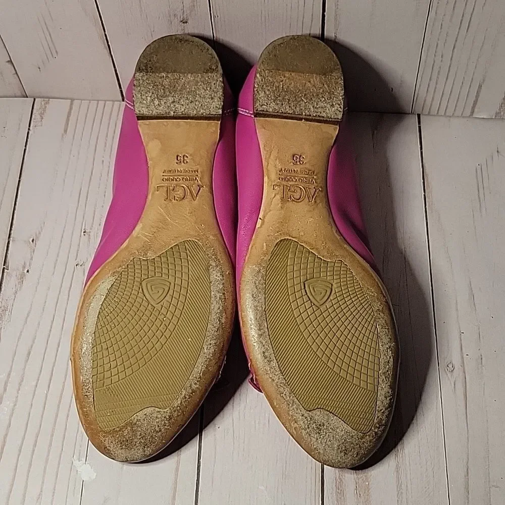 AGL ATTILIO GUISTI LEOMBRUNI 35 EU 5 US Ballet Flats Fuchsia Pink Leather ITALY
